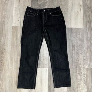 WHBM Black Jeans Blanc Crop Leg Size 2 Embroidered Soft Goth Whimsygoth